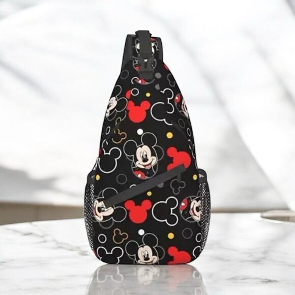 Mickey Mouse Nylon Backpack Mouse Ears- Anime-Themed Zippered Crossbody Bag - Picture 1 of 6